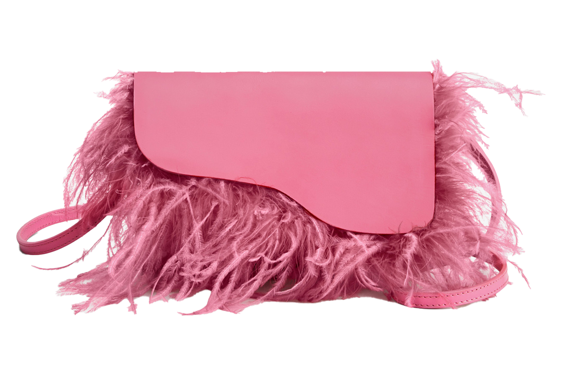 The Conservatory Scarlino Bag with Feathers Hot Pink