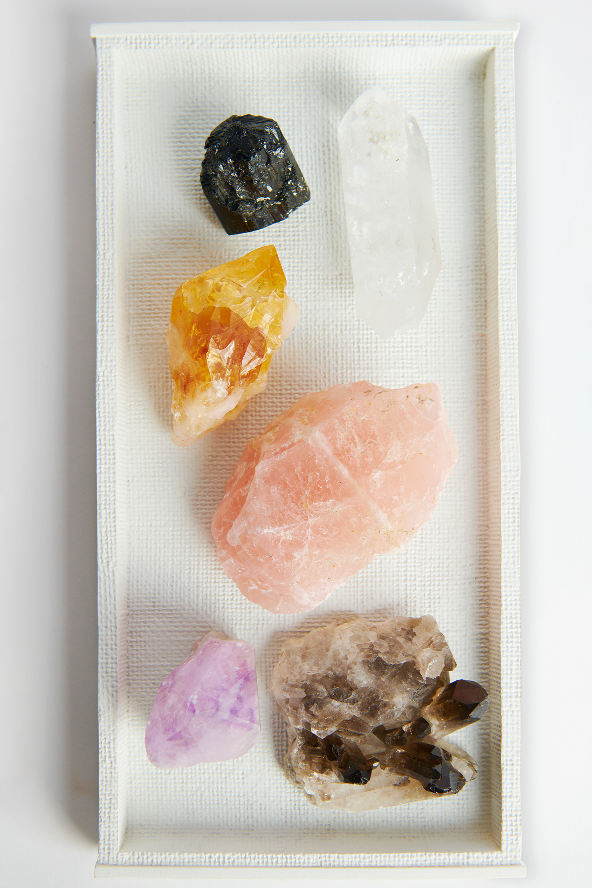 Crystals Displayed Quartz, Tourmaline, Amethyst, Citrine