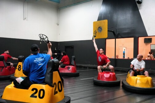 People playing whirlyball in Hurst.