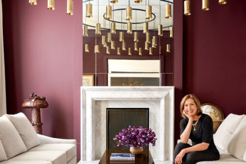 Front Living Room with Custom Brass Chandelier