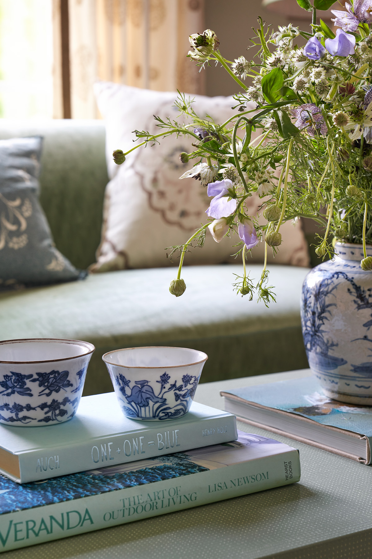 Blue & White China at Coffee Table at 6246 Lupton Drive