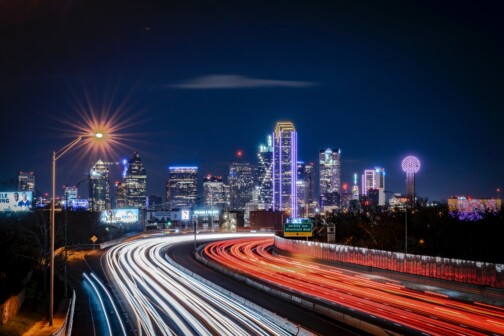 Long exposure of the Dallas cityscape at night