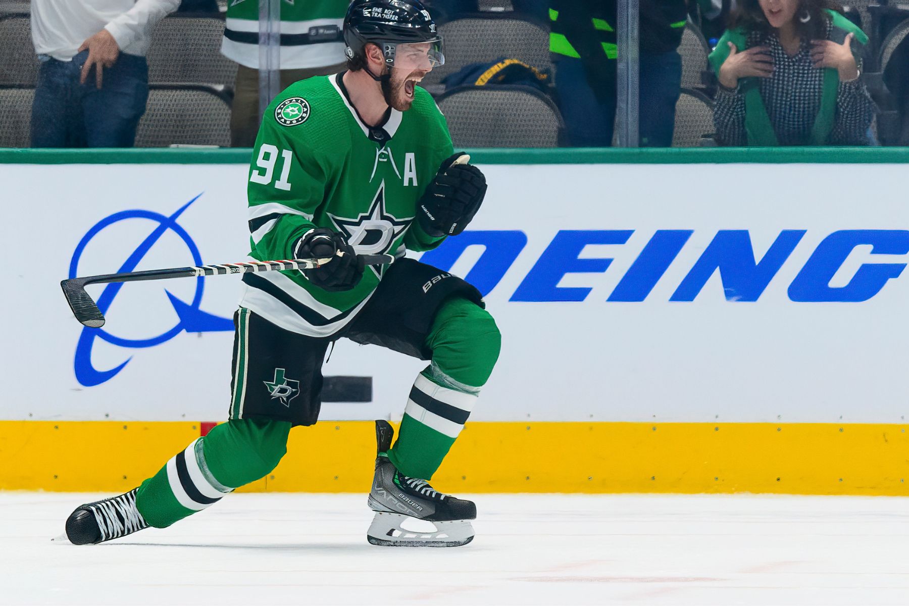 Tyler Seguin of the Dallas Stars wears a special Hockey Fights