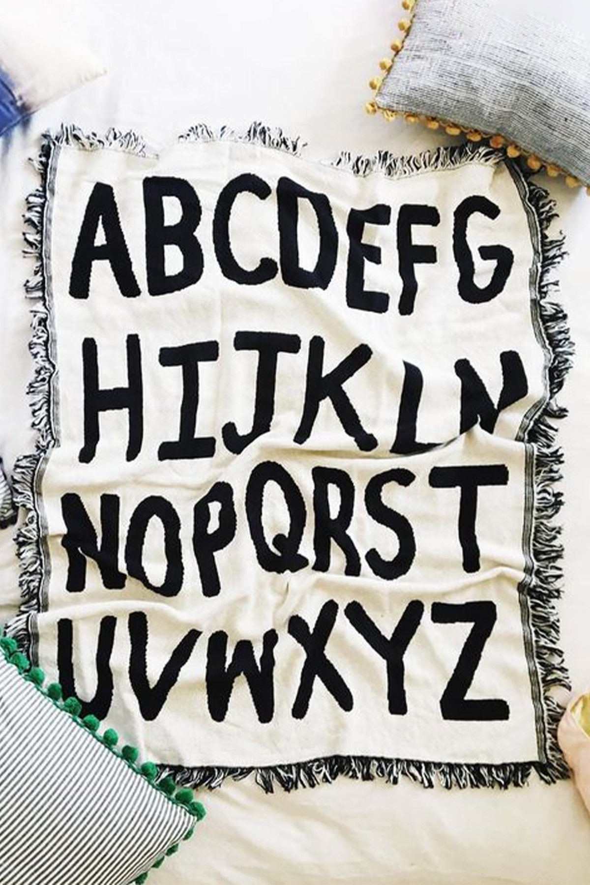 alphabet mini throw blanket from all good things