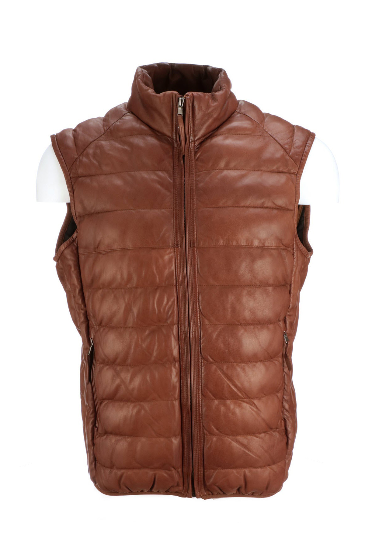 mens leather puffer vest lucchese