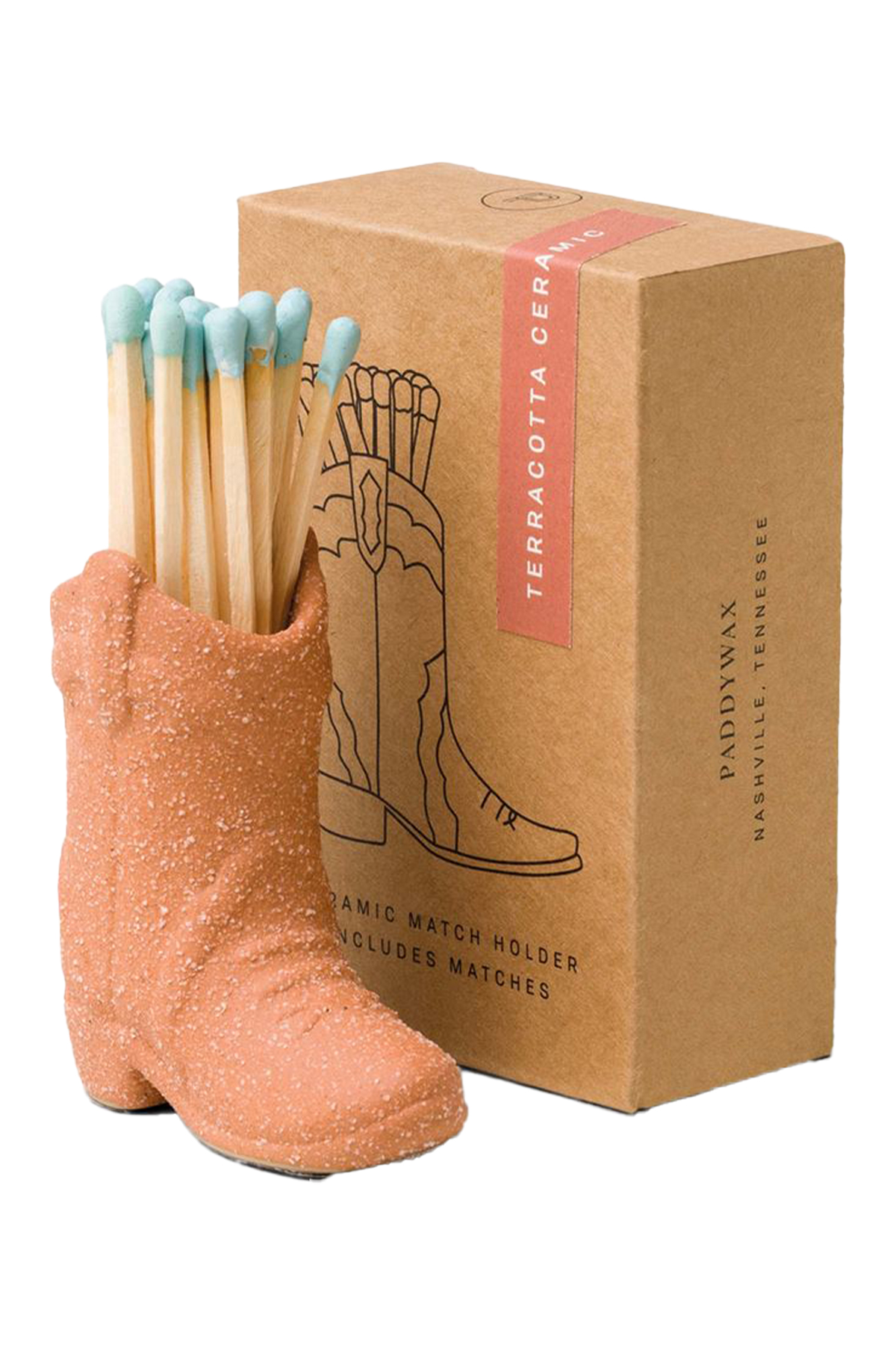 terracotta ceramics boot with matches from urban owl