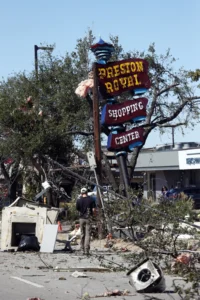 Preston Royal shopping center after a tornado passes through.