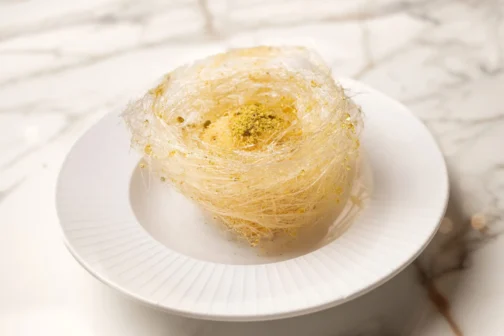 Kunafa-Net-with-fried-pistachio-ice-cream-Bharat-Bhavan