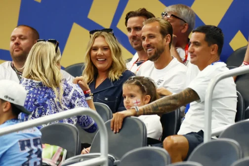 Soccer Football - FIFA World Cup 2026 - Group L - England v Croatia - Dallas Stadium, Arlington, Texas, U.S. - June 17, 2026 England's Harry Kane with his wife Katie Goodland and brother Charlie in the stand after the match REUTERS/Hannah Mckay