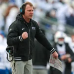 Rhett Lashlee coaches a game for the SMU Mustangs