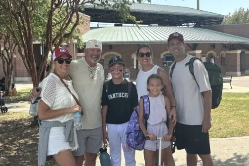 Bret Saberhagen and his wife, Kandace, with the Spear family.
